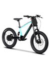 Electric bike with black frame and tires on a white background