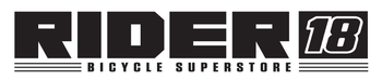 Logo of Rider Bicycle Superstore with 'RIDER' and '18' in bold text.