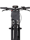 Black electric bike with visible branding on a white background