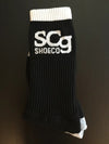 SCg Socks Black with White Logo & Stripe size 8-10